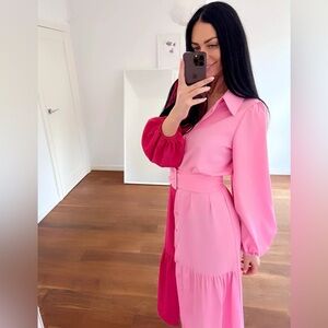 Elegant Pink Colorblock Dress